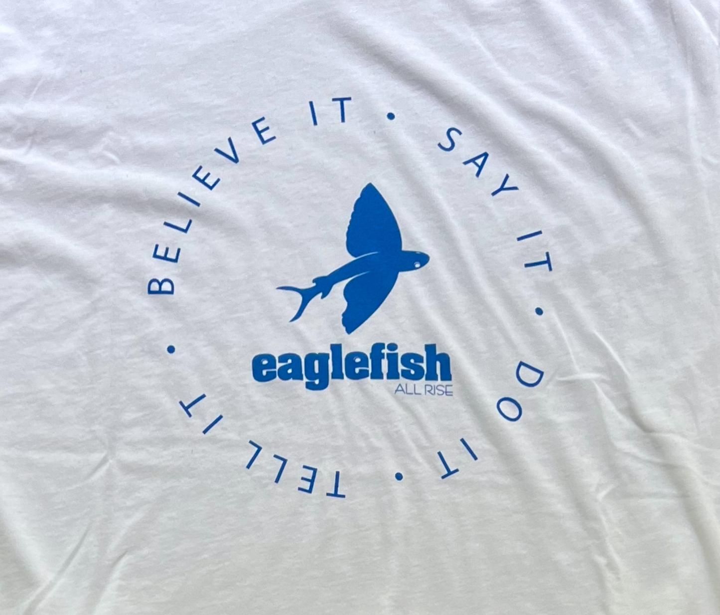 Joshua 1:8 Short Sleeve T-Shirt: White/ Blue