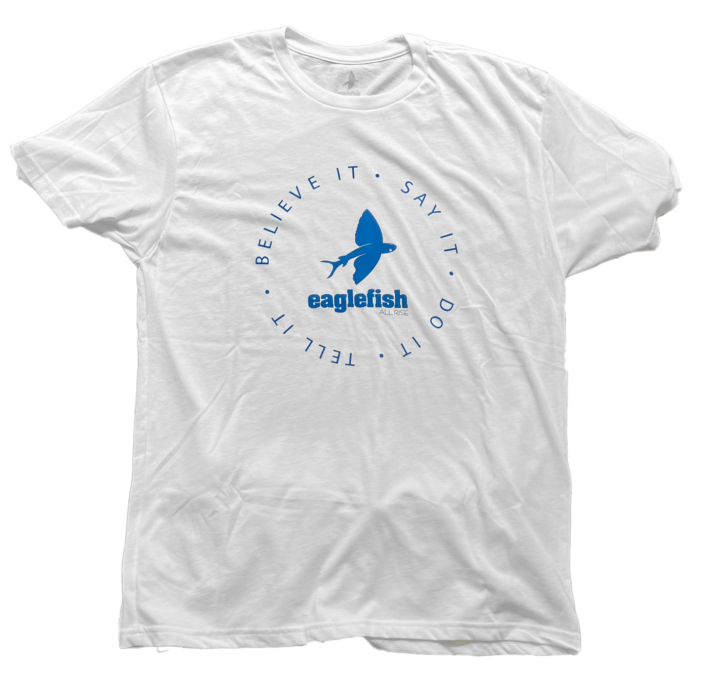 Joshua 1:8 Short Sleeve T-Shirt: White/ Blue